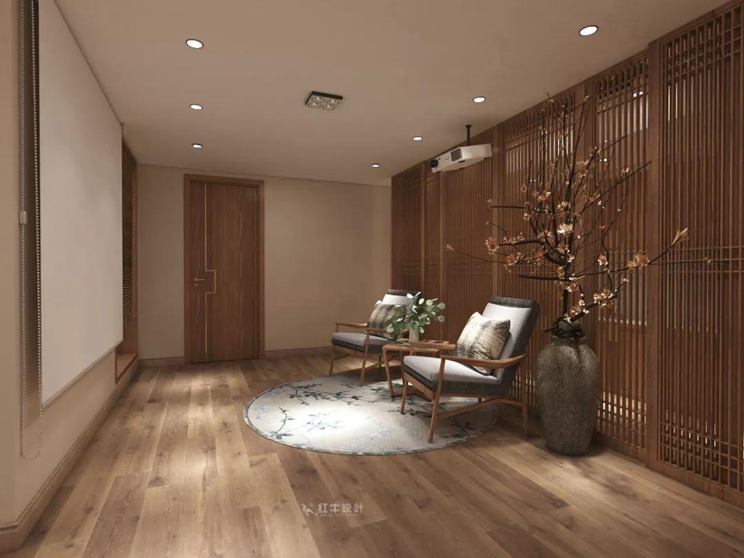 南京大華錦繡時代160㎡中式風(fēng)格--健身房+家庭影院，這才是向往的生活！05負(fù)一樓設(shè)計_家庭影院落地花瓶
