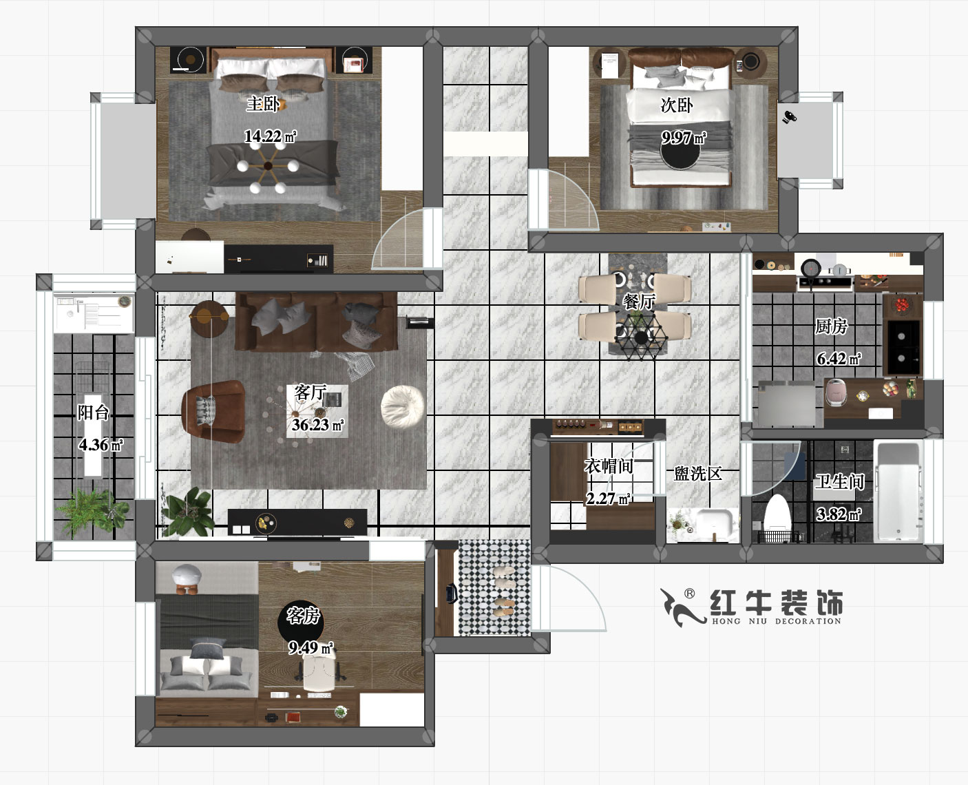 劉小勇_壹城東區(qū)13-206-108㎡-現(xiàn)代簡約風格_彩平圖