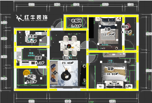 顧娟_苜蓿園大街238號(hào)3-4-508-90㎡-簡約風(fēng)格00平面彩圖