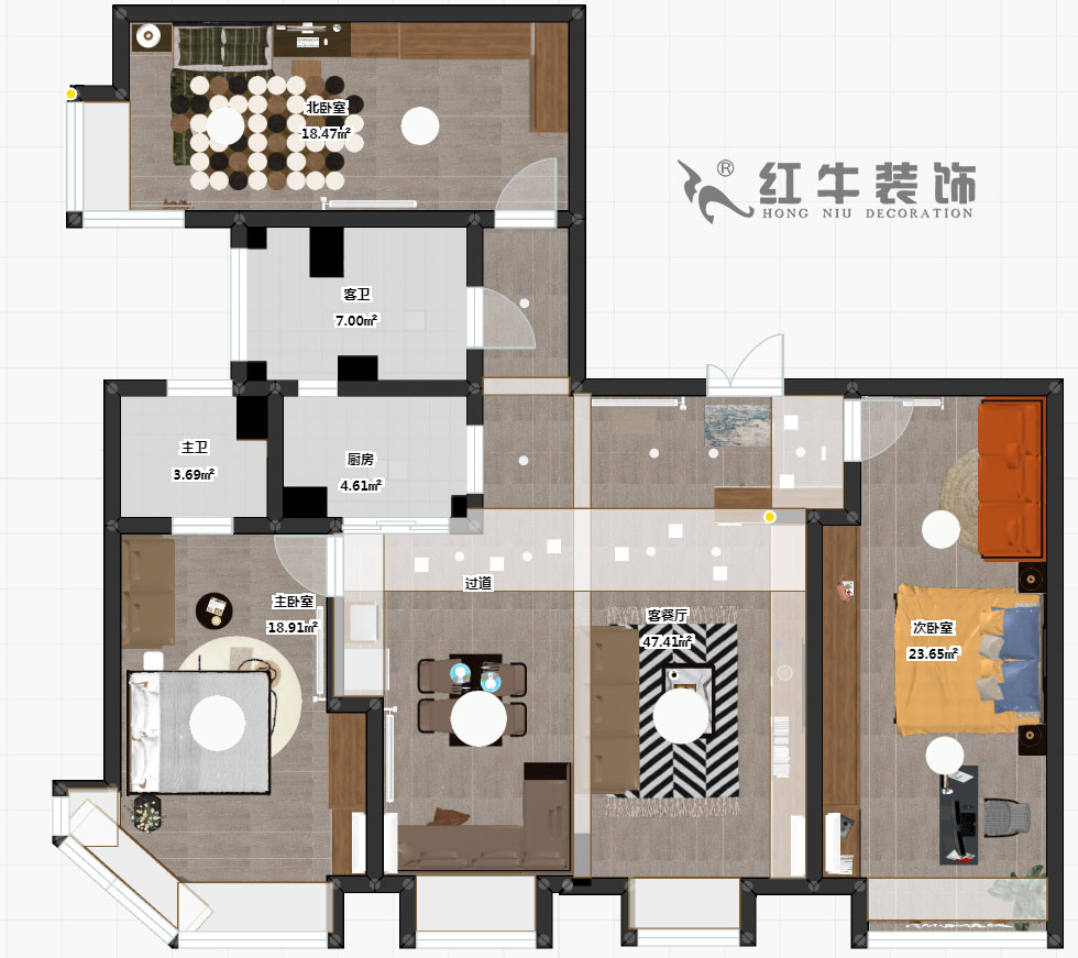 熊皓宇_金輪大廈2301室-170㎡-現(xiàn)代輕奢風(fēng)格_3室2廳2衛(wèi)（老房翻新）_定制家￥176858_全包30萬00_03彩平圖