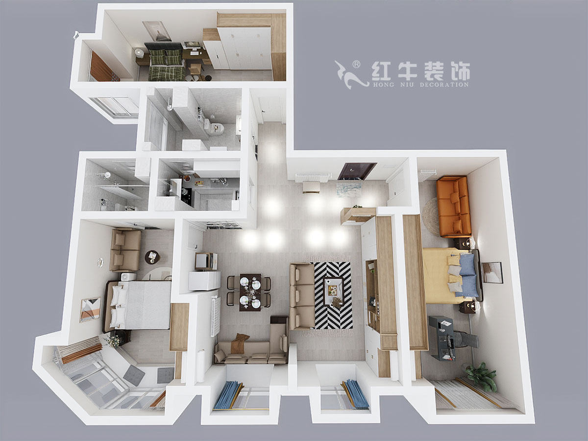 熊皓宇_金輪大廈2301室-170㎡-現(xiàn)代輕奢風(fēng)格_3室2廳2衛(wèi)（老房翻新）_定制家￥176858_全包30萬00_04鳥瞰圖