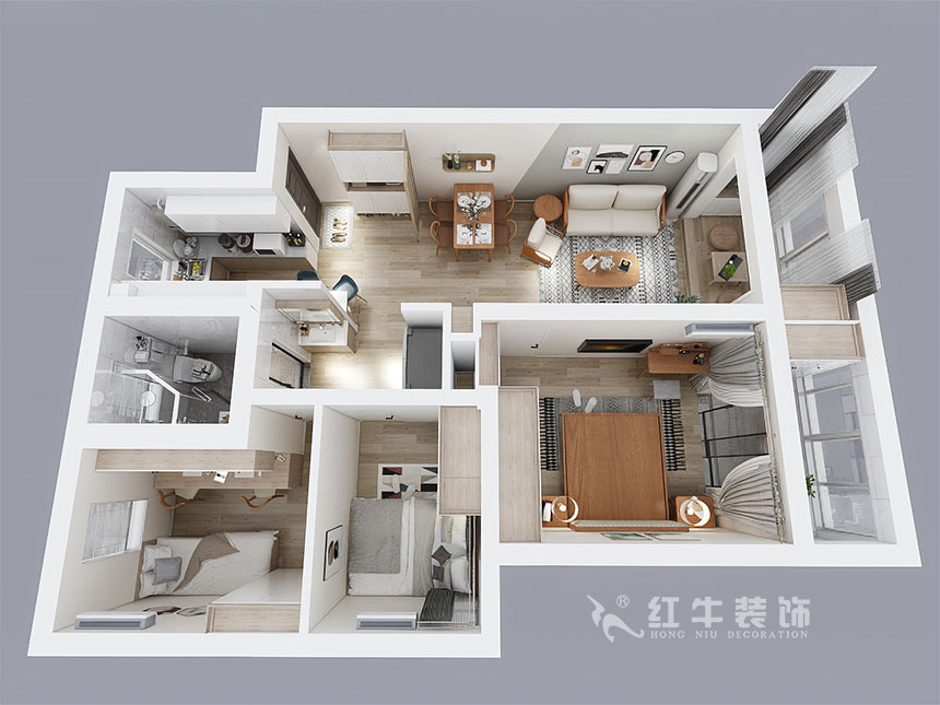 劉萍萍_金墻花苑3-704-90㎡-北歐風格_3室2廳1衛(wèi)（老房裝修）_定制家￥144656_全包14
