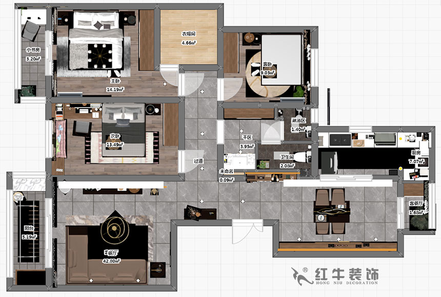 蔡成昊_凱悅天琴3-2-104-140㎡-現(xiàn)代輕奢風(fēng)格_3室2廳1衛(wèi)（老房裝修）_定制家￥200000_全包20萬00_03彩平圖