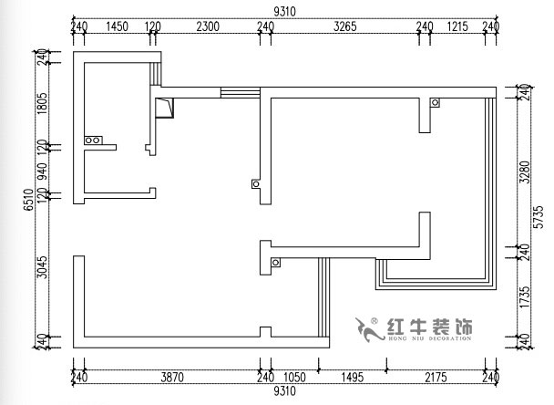 張桐瑋｜亞?wèn)|城2-904-46㎡-現(xiàn)代簡(jiǎn)約風(fēng)格｜2室1廳1衛(wèi)｜老房裝修｜定制家￥80500｜全包10萬(wàn)｜00_01原始結(jié)構(gòu)圖