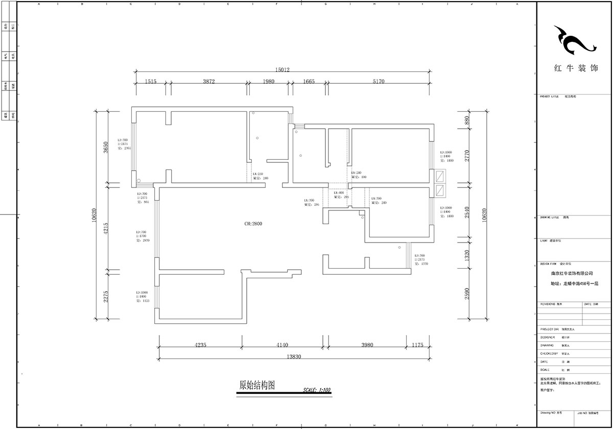【實(shí)景案例】蔣?。辖饢|郡2-302-135㎡-現(xiàn)代風(fēng)格｜4室2廳2衛(wèi)｜定制家￥190562｜全包23萬(wàn)｜00_01原始結(jié)構(gòu)圖