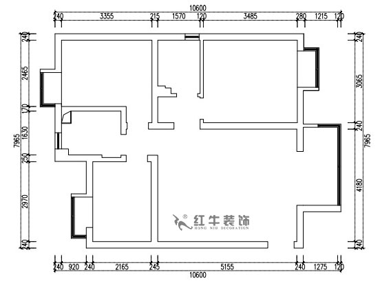 張桐瑋｜江雁依山郡23-901-76㎡-現(xiàn)代簡約風格｜3室1廳1衛(wèi)｜舊房改造｜定制家￥93180｜全包10萬｜00_01原始結(jié)構(gòu)圖