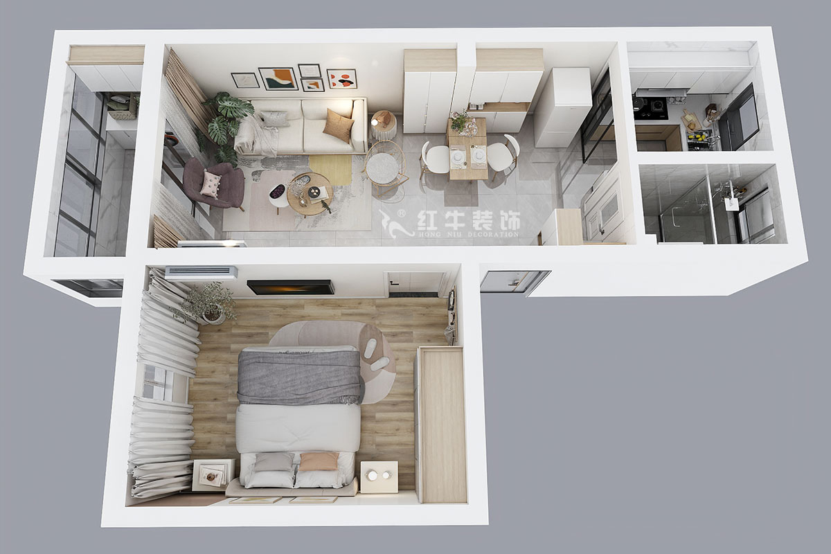 高靈慧｜沿河二村3-402-60㎡-北歐風(fēng)格｜2室1廳1衛(wèi)｜老房裝修｜定制家￥103000｜全包10