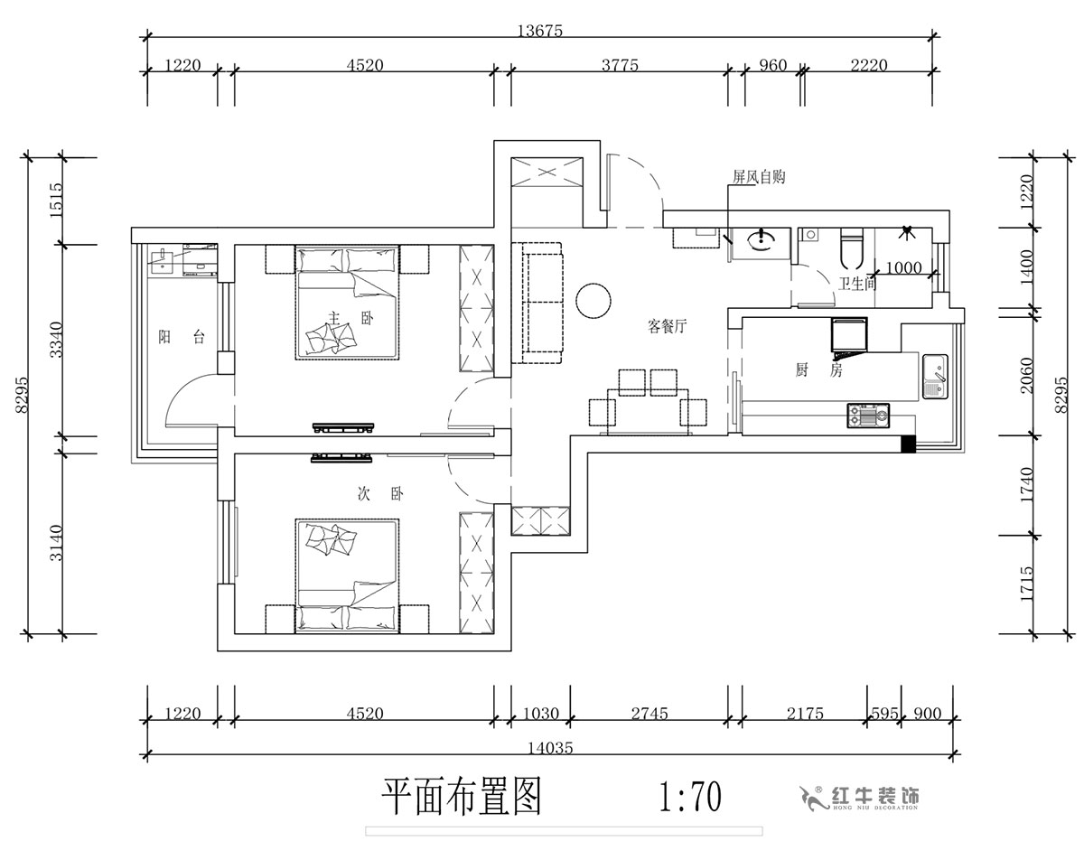 蔣?。蔡┐?1-401-80㎡-現(xiàn)代簡(jiǎn)約風(fēng)格｜2室1廳1衛(wèi)｜舊房裝修｜定制家￥126767｜全包12萬(wàn)｜00_02平面布置圖