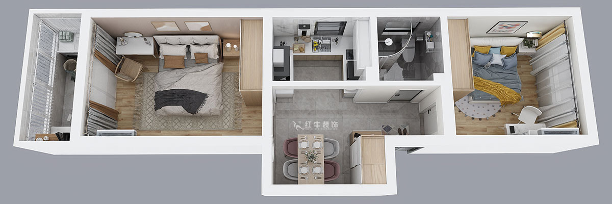 高靈慧｜寧夏路17-1號(hào)4-302-60㎡-北歐風(fēng)格｜2室1廳1衛(wèi)｜老房裝修｜定制家￥79500｜全包7