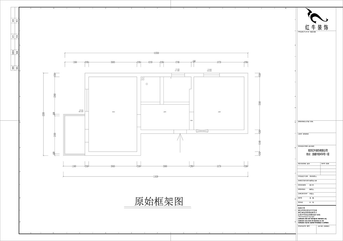 孟憲濤｜大光路菜市口1號(hào)2-2-205-50㎡-簡約風(fēng)格｜1室1廳1衛(wèi)｜老房裝修｜定制家｜全包9萬｜00_01原始框架圖