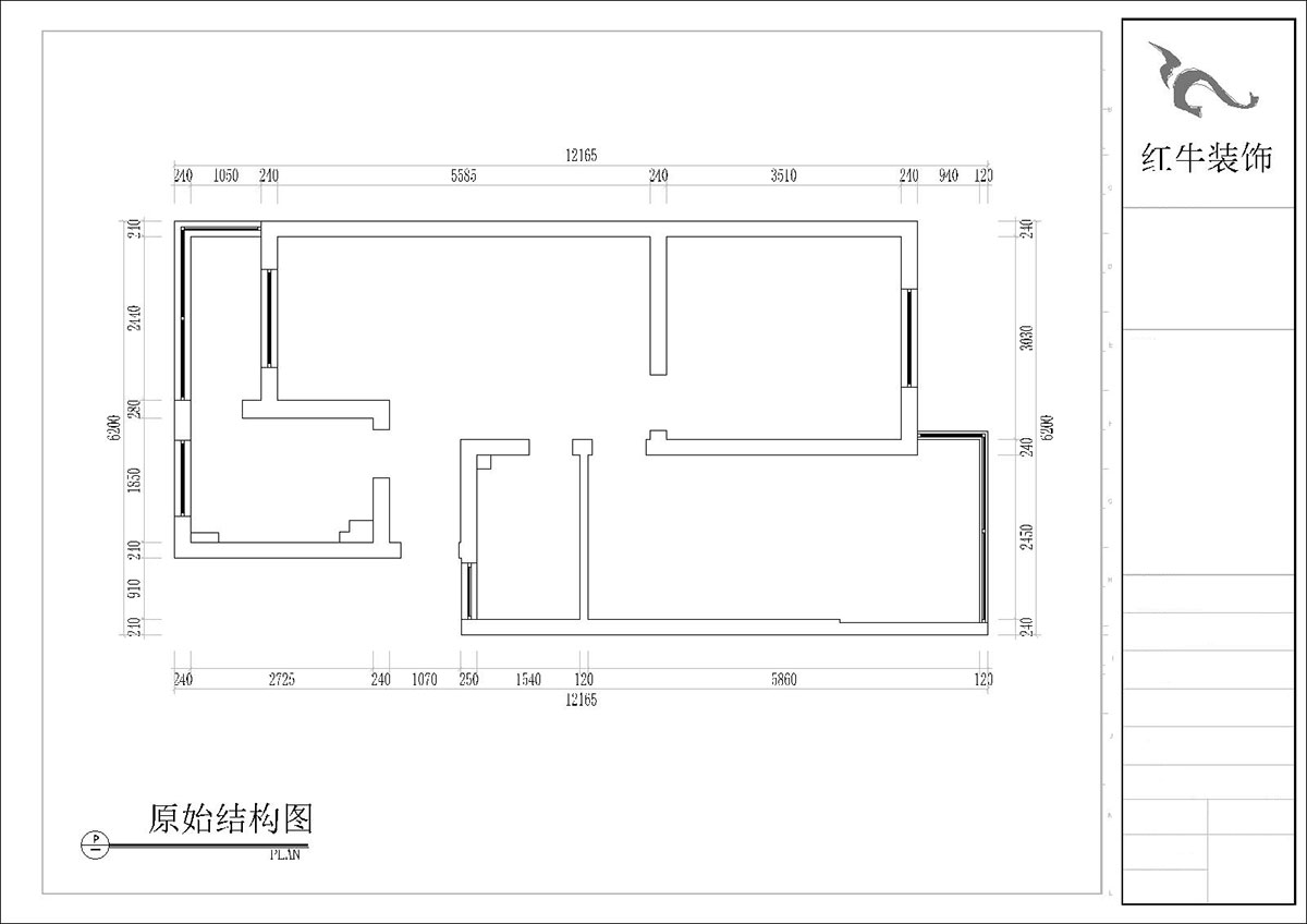 張桐瑋｜四方新村七村2-405-85㎡-現(xiàn)代簡(jiǎn)約風(fēng)格｜3室1廳1衛(wèi)｜毛坯裝修｜定制家｜全包10萬(wàn)｜00_01原始結(jié)構(gòu)圖