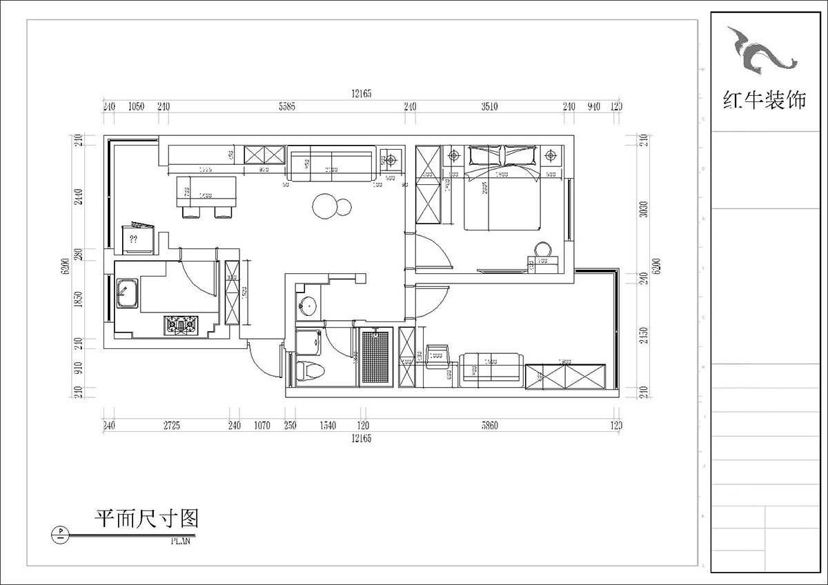 張桐瑋｜四方新村七村2-405-85㎡-現(xiàn)代簡(jiǎn)約風(fēng)格｜3室1廳1衛(wèi)｜毛坯裝修｜定制家｜全包10萬(wàn)｜00_03平面尺寸圖