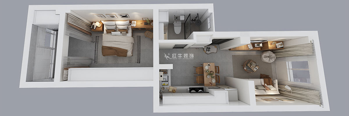 陶陽｜來鳳里小區(qū)7-79號(hào)601-50㎡-現(xiàn)代簡約風(fēng)格｜2室2廳1衛(wèi)｜二手房裝修｜定制家｜全包10萬｜00_04鳥瞰圖