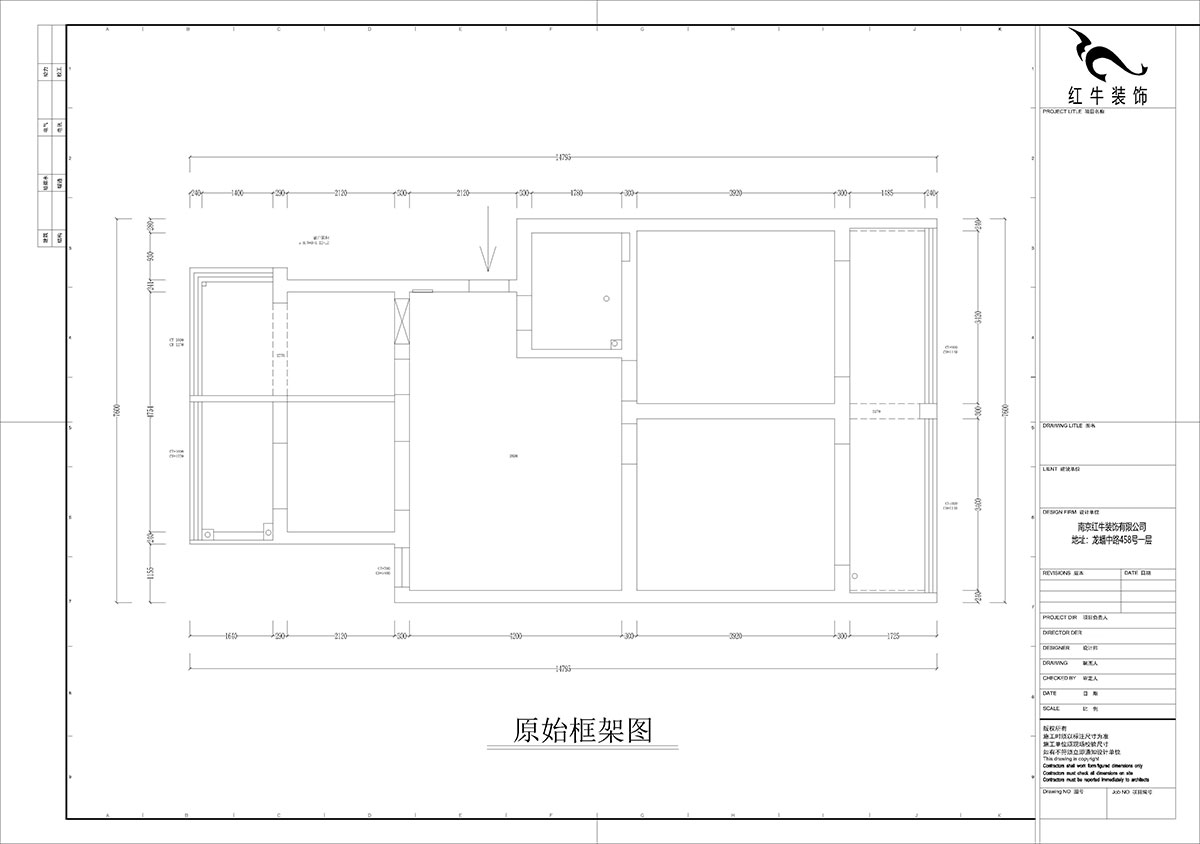 【實(shí)景案例】孟憲濤｜估衣廊18號(hào)305-100㎡-現(xiàn)代簡(jiǎn)約風(fēng)格｜3室2廳1衛(wèi)｜老房裝修｜定制家｜全包13萬｜00_01原始框架圖