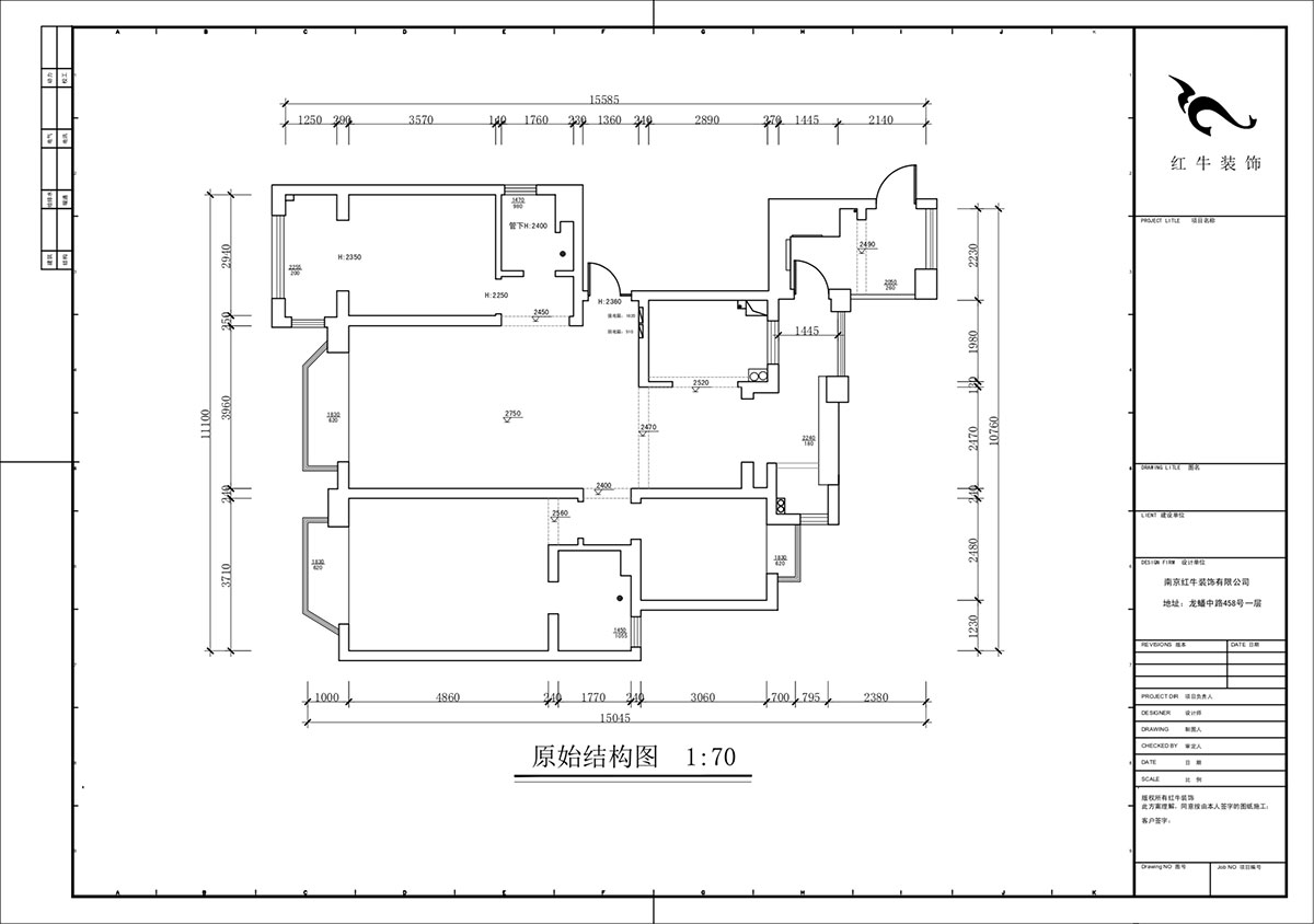 蔣?。鸪?1-3-2206-140㎡-法式奶油風(fēng)格｜3室2廳2衛(wèi)｜新房裝修｜定制家｜全包23萬｜00_01原始結(jié)構(gòu)圖