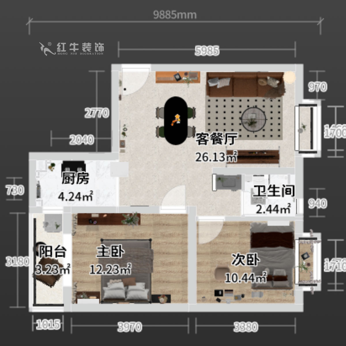 蔣?。偌液骰▓@倫敦城23-801-75㎡-復(fù)古風(fēng)｜2室1廳1衛(wèi)｜二手房裝修｜定制家｜全包12萬｜00_03平面彩圖
