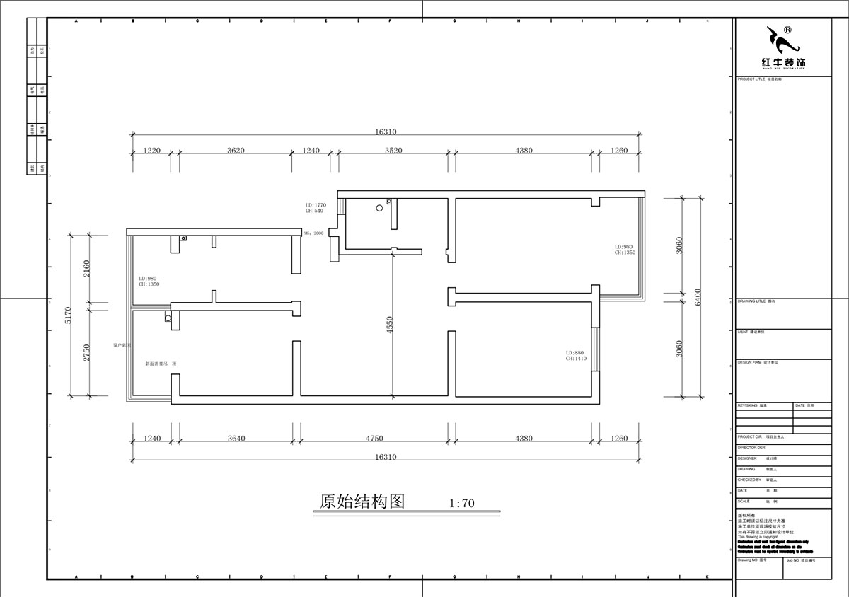 蔣?。鹬刍▓@4-3-806-100㎡-現(xiàn)代簡約風格｜3室2廳1衛(wèi)｜老房裝修｜定制家｜全包12萬｜00_01原始結(jié)構(gòu)圖
