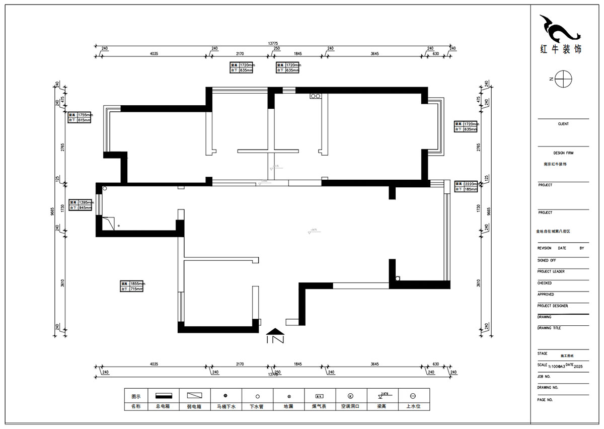 朱明琪｜金地自在城8街區(qū)5-1-501-111㎡-中古風(fēng)｜3室1廳2衛(wèi)｜老房裝修｜定制家｜全包15萬(wàn)｜00_01原始結(jié)構(gòu)圖