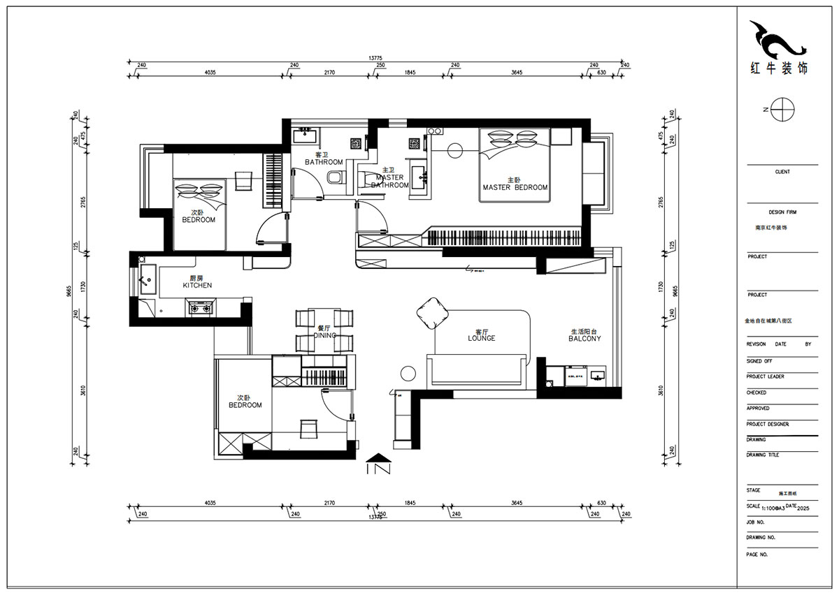 朱明琪｜金地自在城8街區(qū)5-1-501-111㎡-中古風(fēng)｜3室1廳2衛(wèi)｜老房裝修｜定制家｜全包15萬(wàn)｜00_02平面布置圖