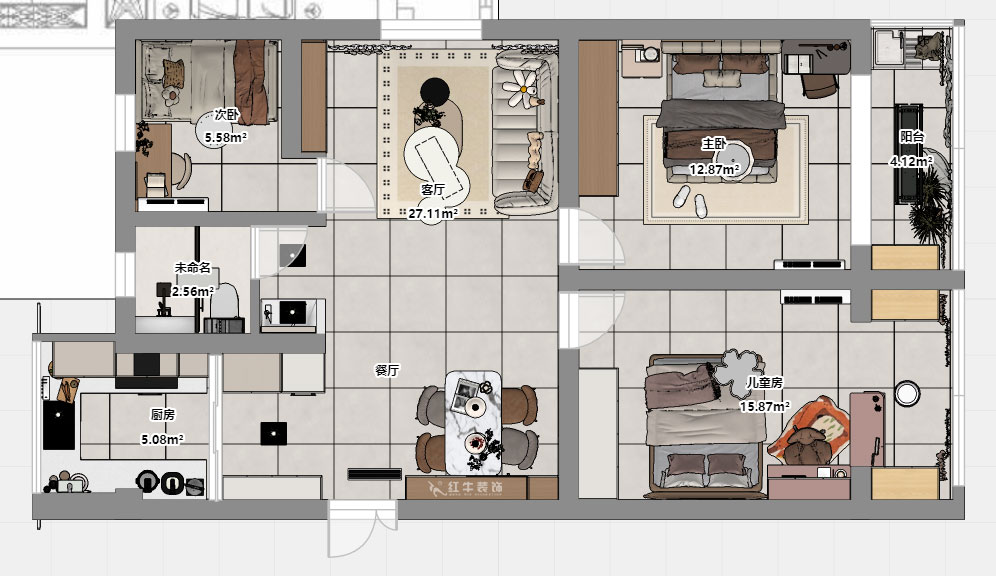 劉曉芳|大楊村25號205室-87㎡-原木奶油風|3室2廳1衛(wèi)|老房裝修|定制家|全包10