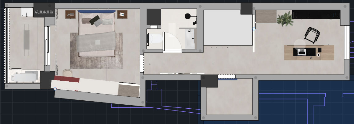 蔣?。ヌ陨郴ǔ?-1705-105㎡-現(xiàn)代簡約風(fēng)格｜2室2廳1衛(wèi)｜老房裝修｜定制家｜全包15萬｜00_06二層平面彩圖