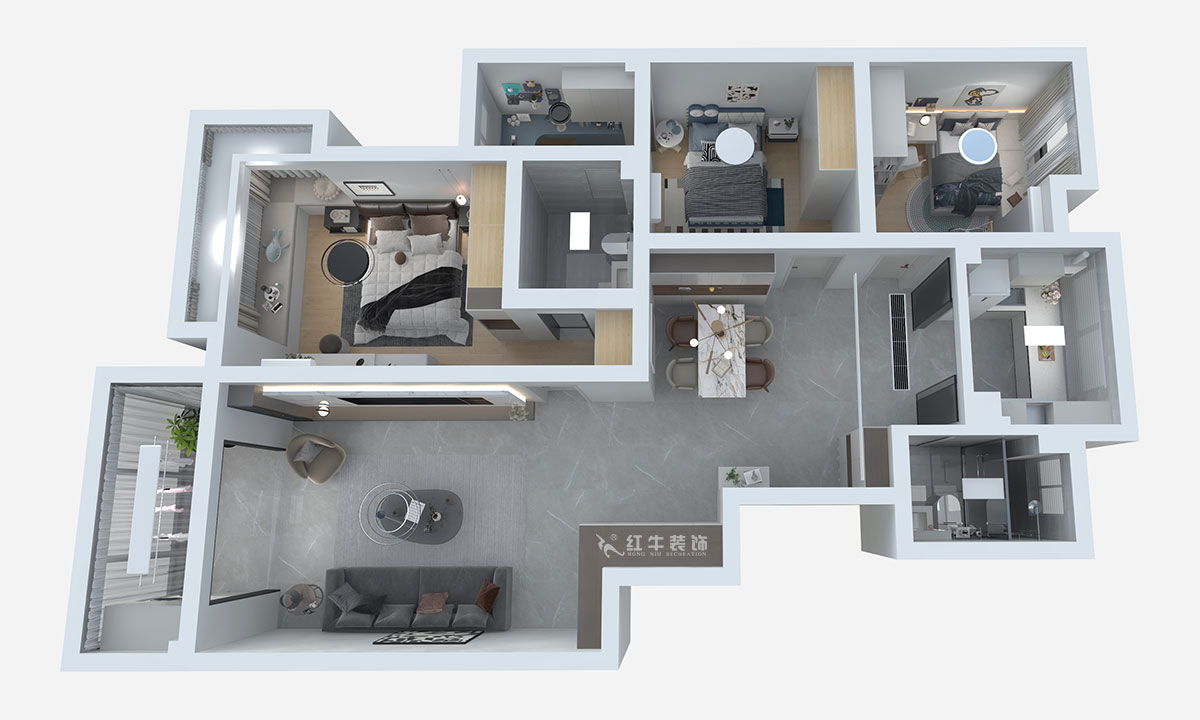 熊皓宇｜江南青年城翠灣苑-130㎡-現(xiàn)代風(fēng)格｜4室2廳2衛(wèi)｜新房裝修｜半包7