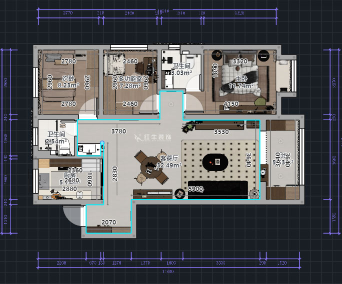 熊皓宇｜金浦御龍灣-110㎡-中古風｜3室2廳2衛(wèi)｜老房裝修｜定制家｜全包13