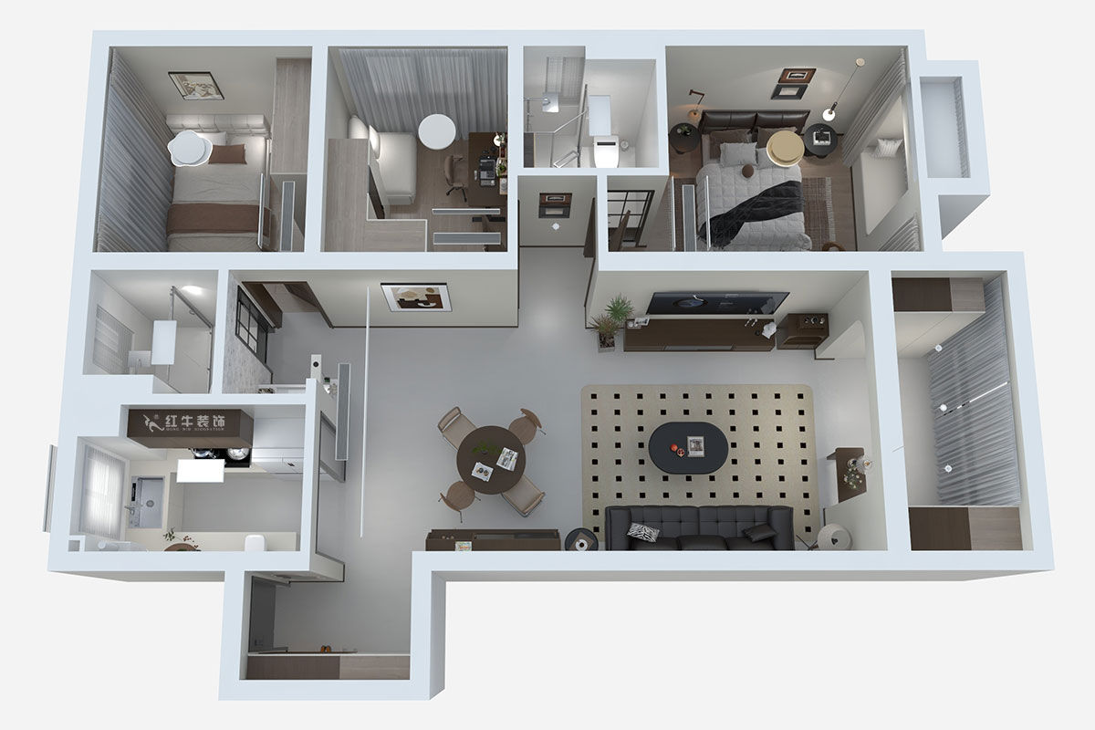 熊皓宇｜金浦御龍灣-110㎡-中古風｜3室2廳2衛(wèi)｜老房裝修｜定制家｜全包13