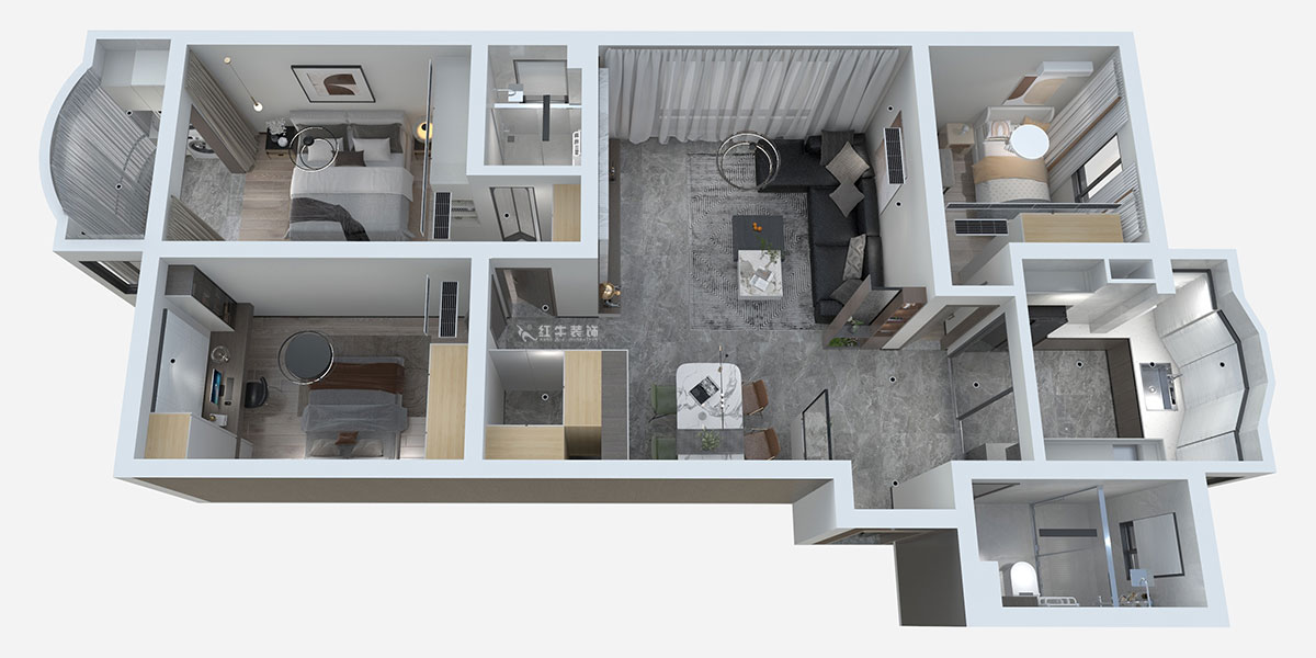 熊皓宇｜青石村-110㎡-現(xiàn)代輕奢風(fēng)格｜3室2廳2衛(wèi)｜老房裝修｜半包10