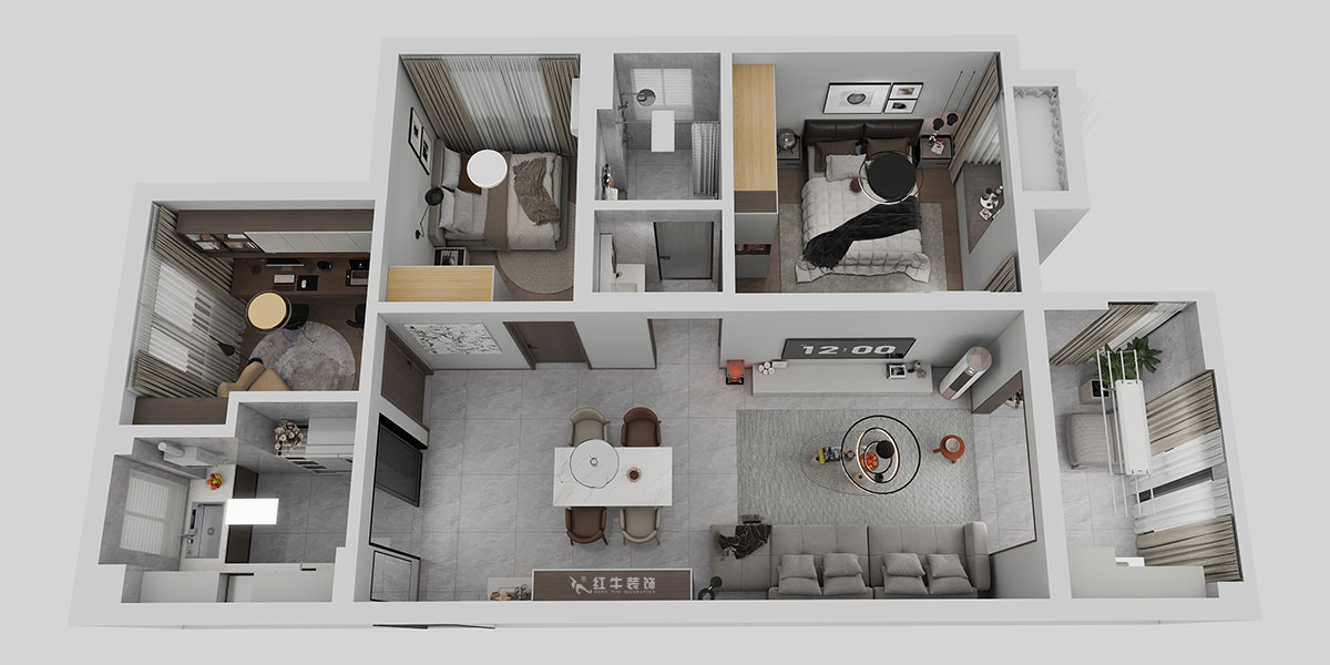 熊皓宇｜中海國際社區(qū)3期6-1401室-90㎡-現(xiàn)代風(fēng)格｜3室2廳1廚1衛(wèi)1陽臺｜老房裝修｜定制家｜全包9