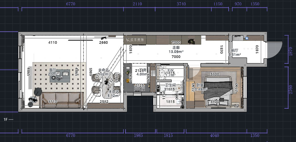 熊皓宇｜城開湯山公館16甲103室-160㎡-現(xiàn)代風(fēng)格｜復(fù)式｜4室2廳1廚2衛(wèi)2陽臺｜老房裝修｜定制家｜全包｜00_01一層平面彩圖