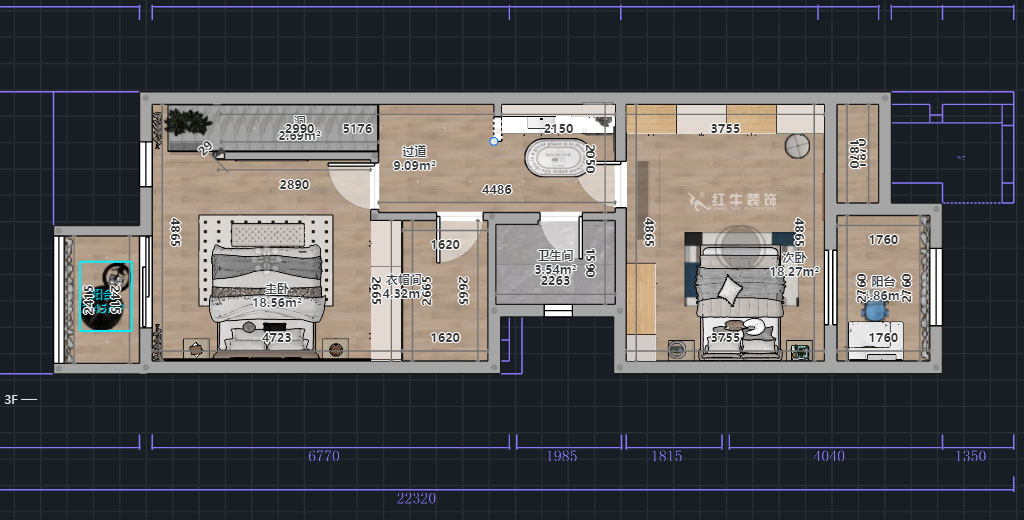 熊皓宇｜城開湯山公館16甲103室-160㎡-現(xiàn)代風(fēng)格｜復(fù)式｜4室2廳1廚2衛(wèi)2陽臺｜老房裝修｜定制家｜全包｜00_02二層平面彩圖