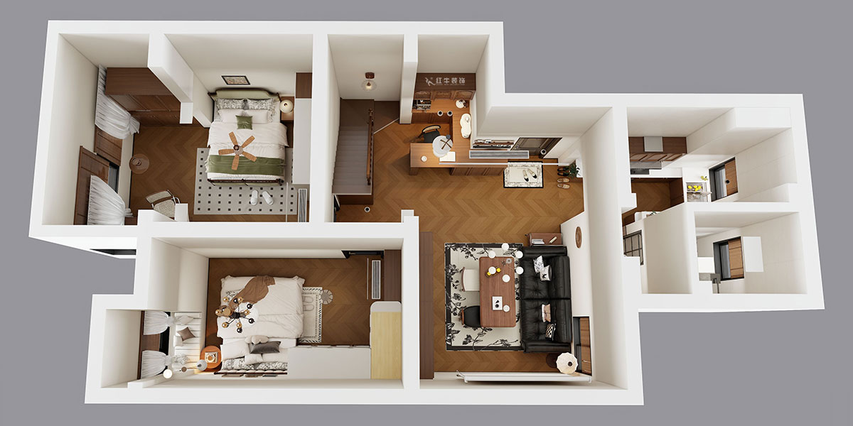 蔣?。鼕W體新城翠杉園15-507-(72+40)㎡-中古風(fēng)｜復(fù)式｜2室1廳1衛(wèi)+閣樓｜老房裝修｜定制家｜全包12萬｜00_04鳥瞰圖